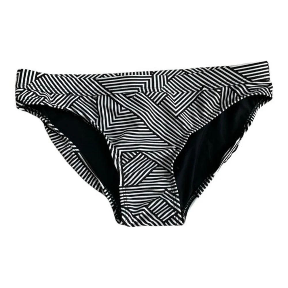Women’s Swim Bottom SPORTI Black & White Chevron Drawstring Swim Bikini Bottom